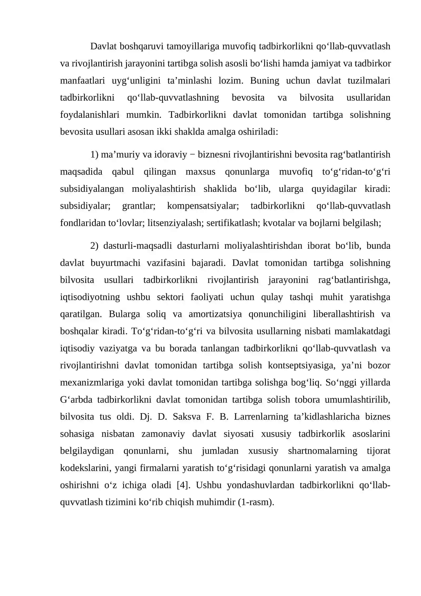 Tadbirkorlikni davlat tomonidan qo'llab-quvvatlash va boshqarilishi 4