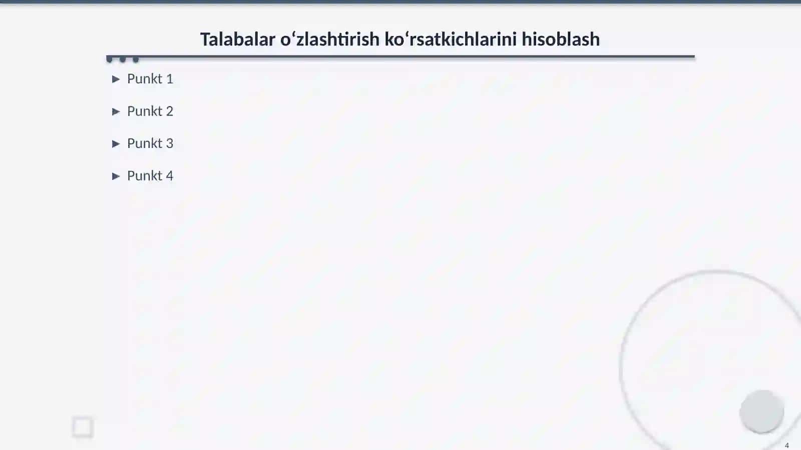Excel dasturida guruh talabalarining modullar bo‘yicha o‘zlashtirish ko‘rsatkichi, sifat ko‘rsatkichlarini hisoblash va jadval tuzish, natijalar asosida digrammalar yaratish 4