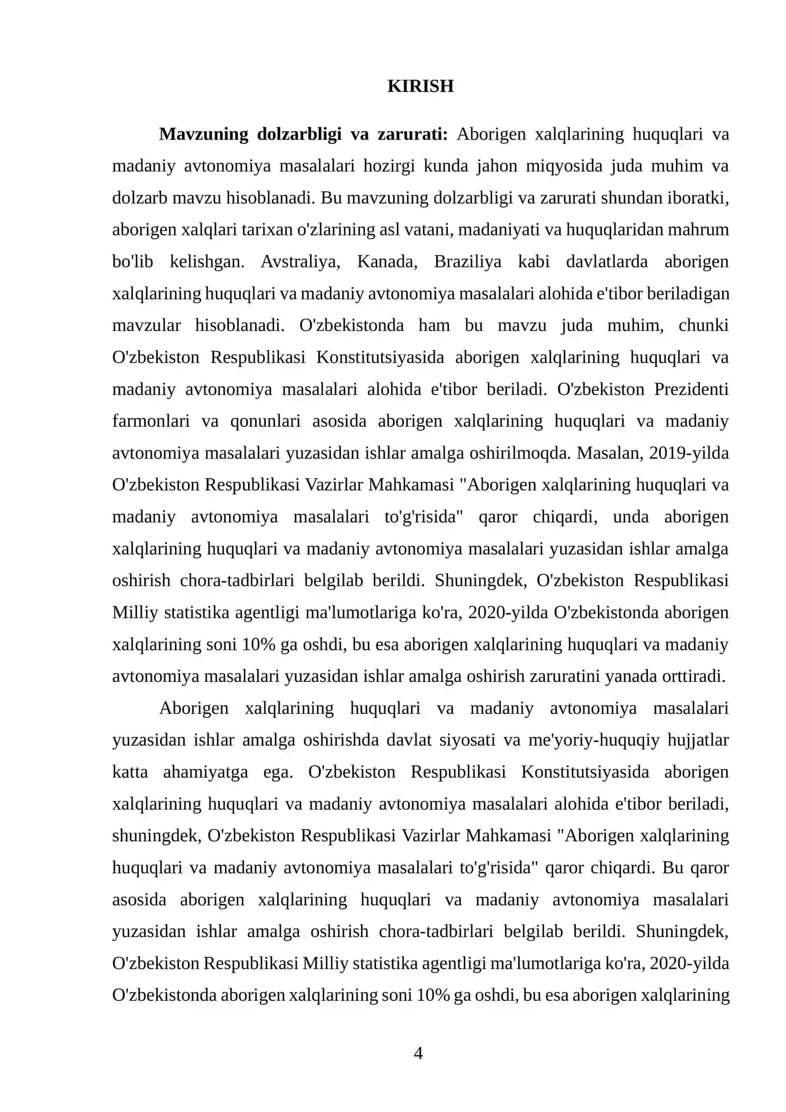 Aborigen xalqlarining huquqlari va madaniy avtonomiya masalalari (Avstraliya, Kanada, Braziliya misolida) 4