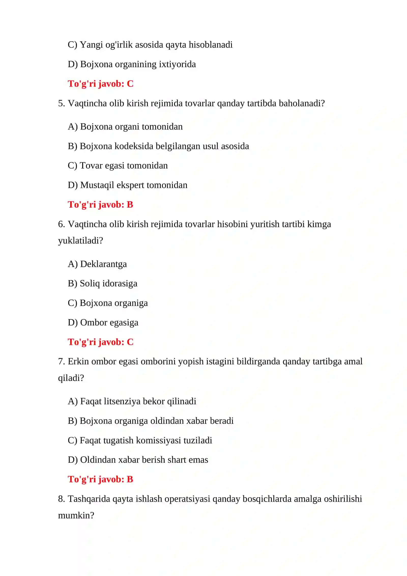VAQTINCHA OLIB CHIQISH TESTLARI 4