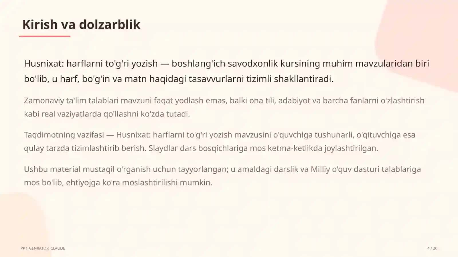 Husnixat: harflarni to'g'ri yozish (1-sinf) 4