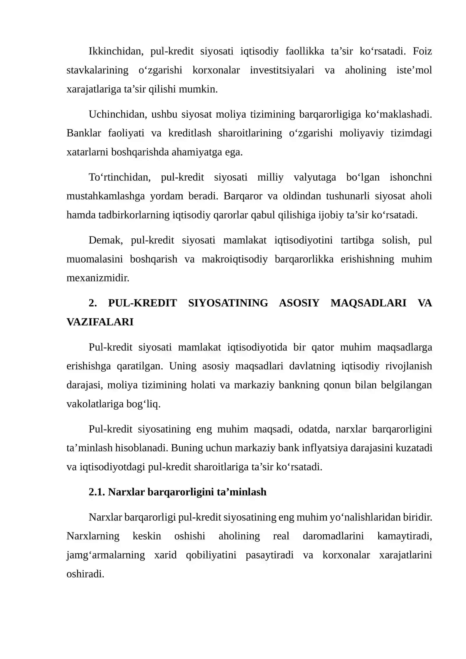 PUL-KREDIT SIYOSATINING MOHIYATI VA MAQSADLARI 4