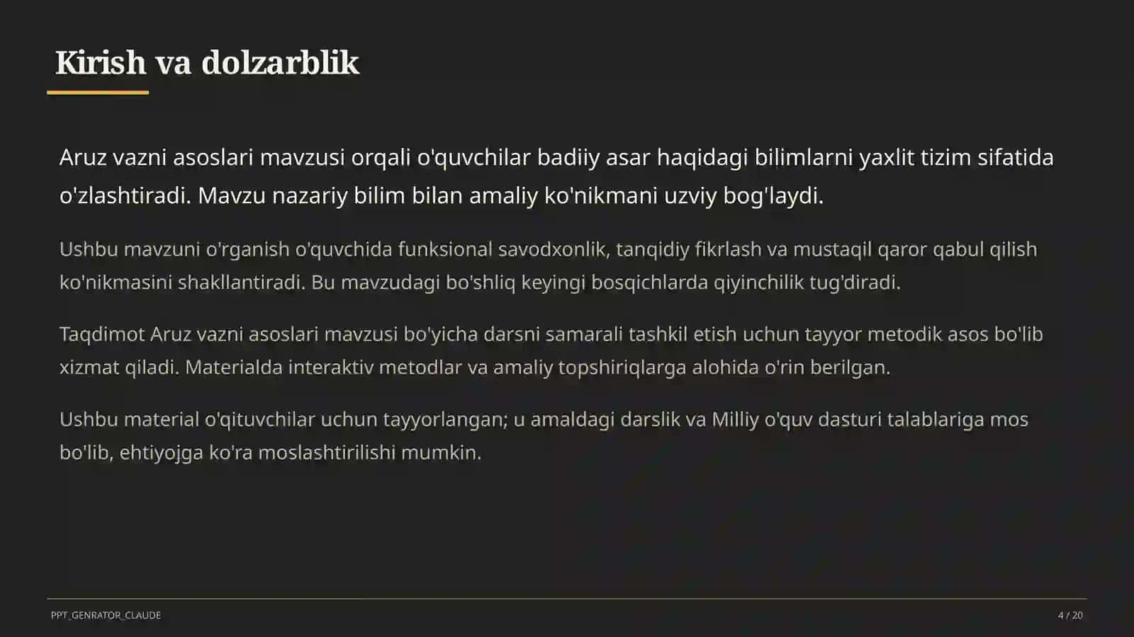 Aruz vazni asoslari (9-sinf) 4