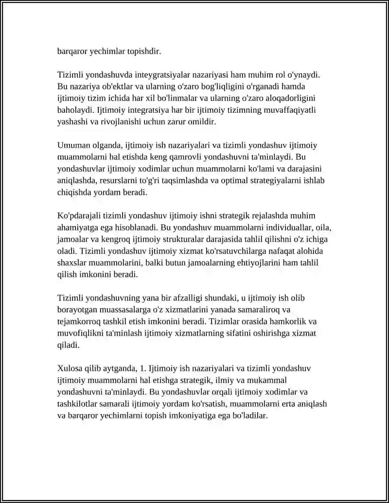 IJTIMOIY ISHNI O'RGANISHDA YONDOSHUVLAR. UMUMIY VA TIZIMLI 4