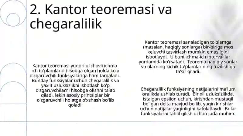 Ko'p o'zgaruvchili funksiya uchun tekis uzluksizliktushunchasi va Kantor teoremasi 4