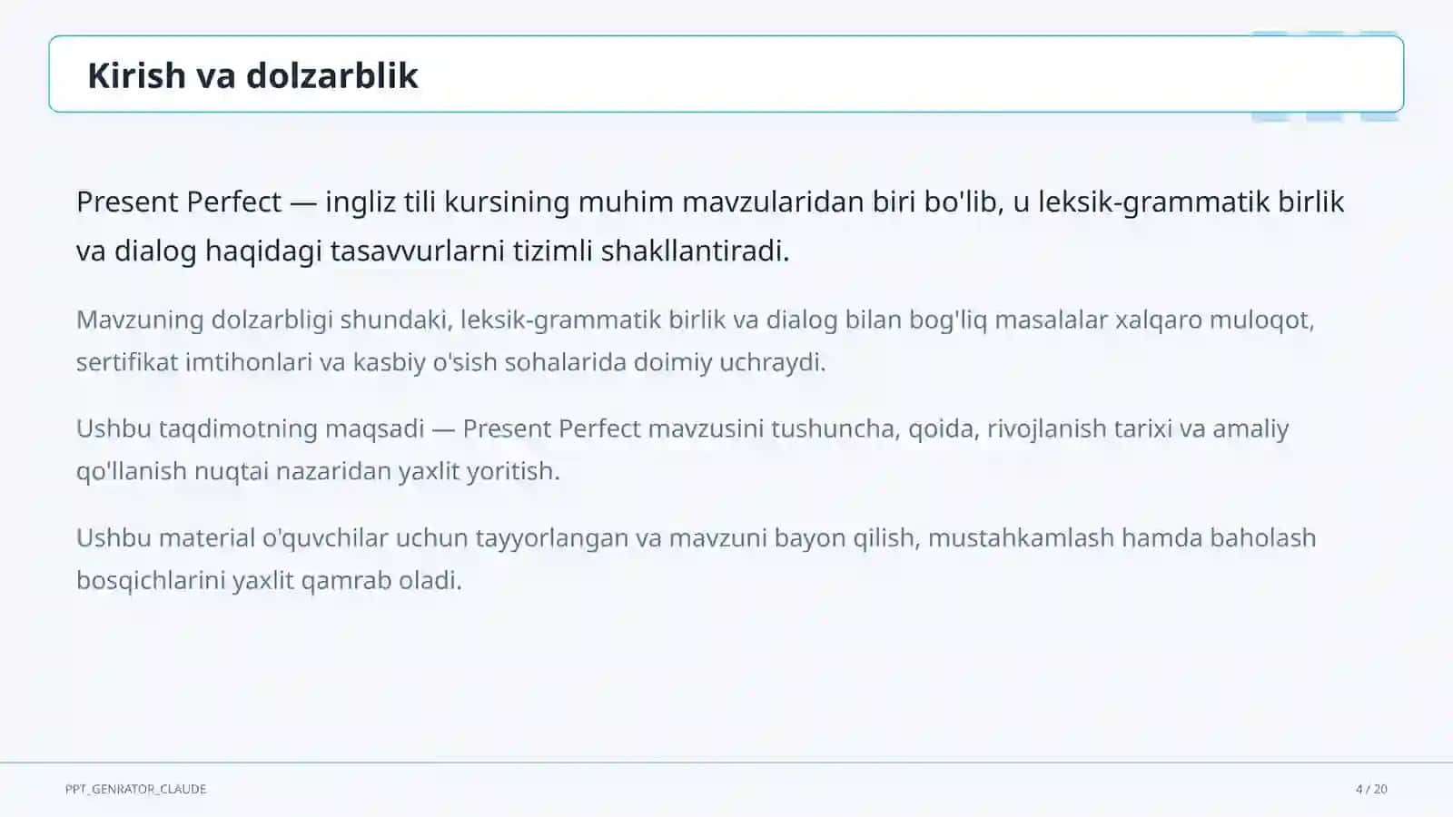 Present Perfect (8-sinf) 4