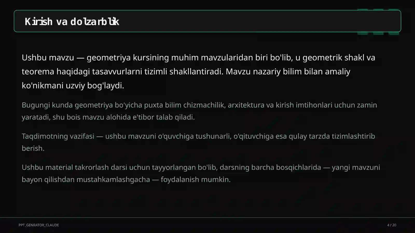 Fazoda perpendikulyarlik: uch perpendikulyar teoremasi (10-sinf) 4