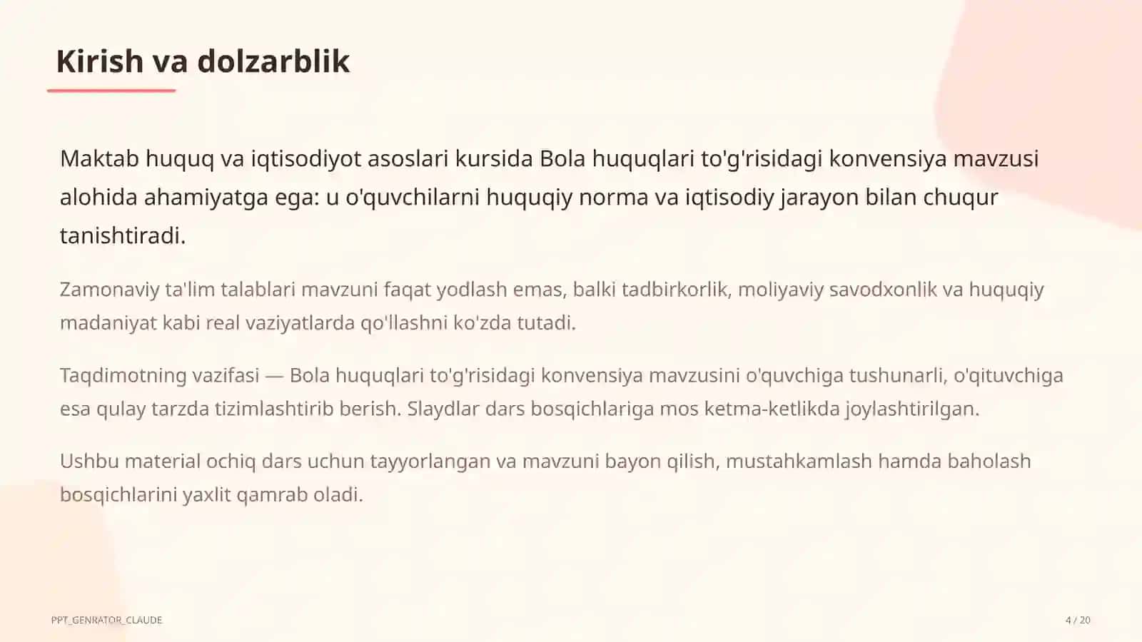 Bola huquqlari to'g'risidagi konvensiya (9-sinf) 4