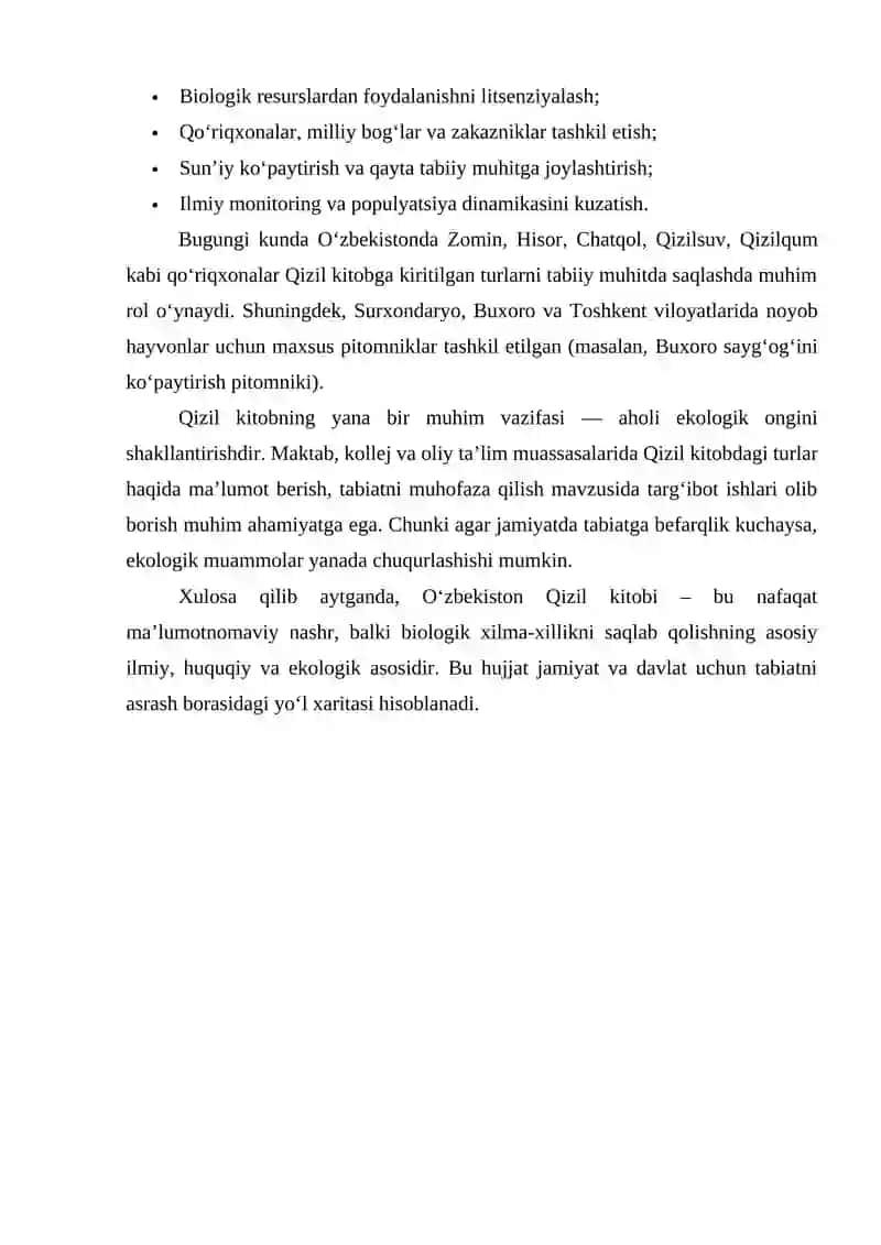 O'ZBEKISTONDA QIZIL KITOBIGA KIRITILGAN HAYVONLAR VA O'SIMLIKLAR 4