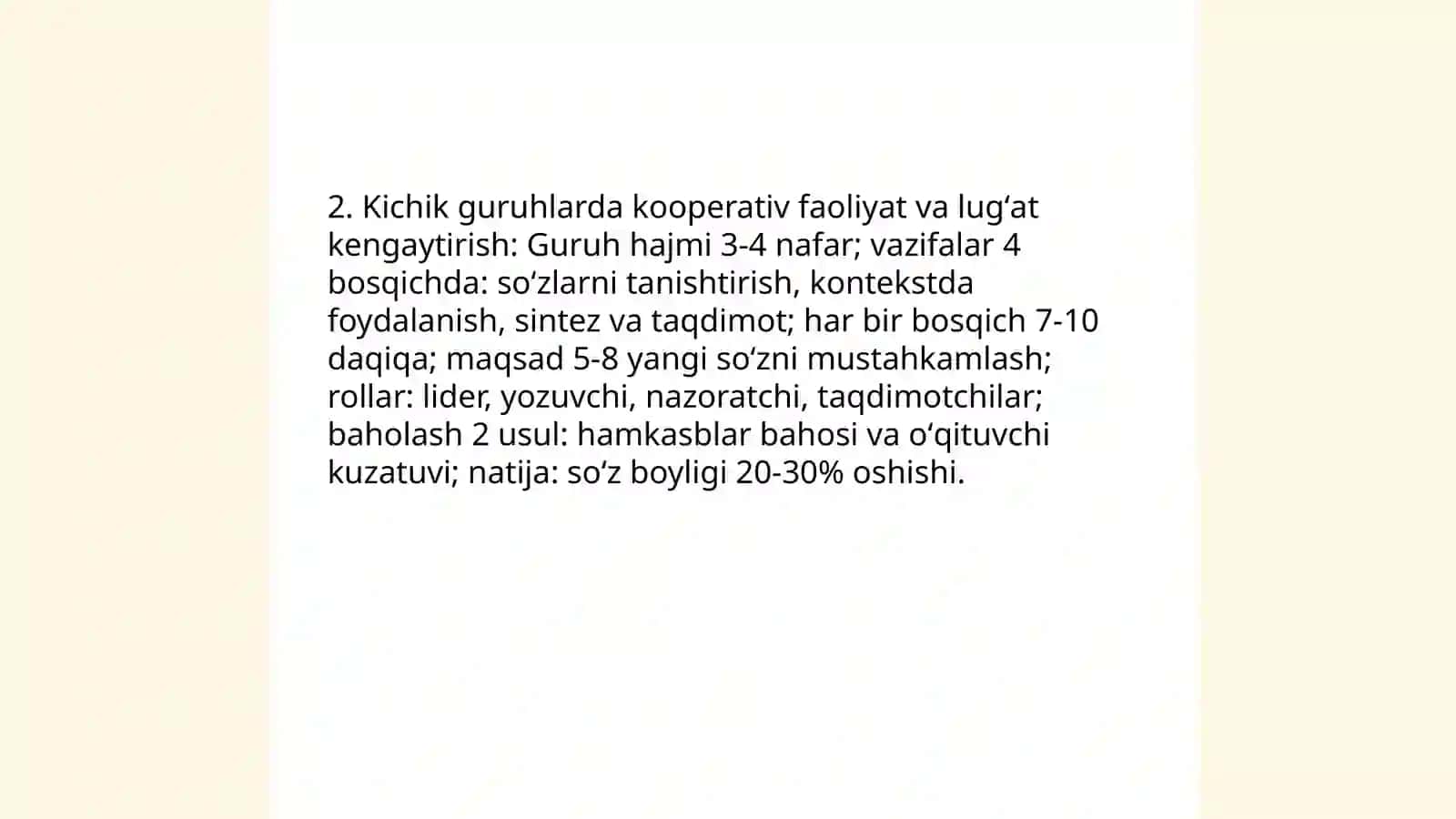 Ona tili darslarida interfaol metodlardan foydalanib soʻz boyligini oshirish 4