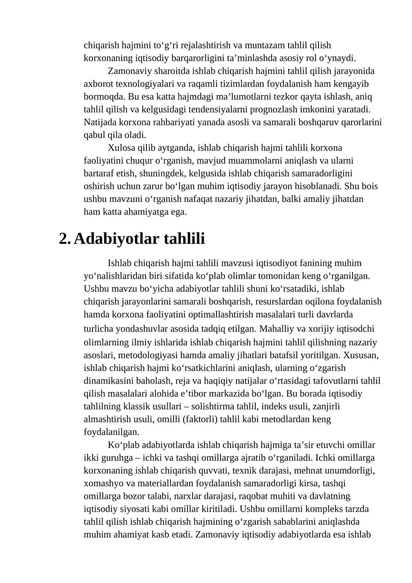 Ishlab chiqarish hajmi tahlili 4