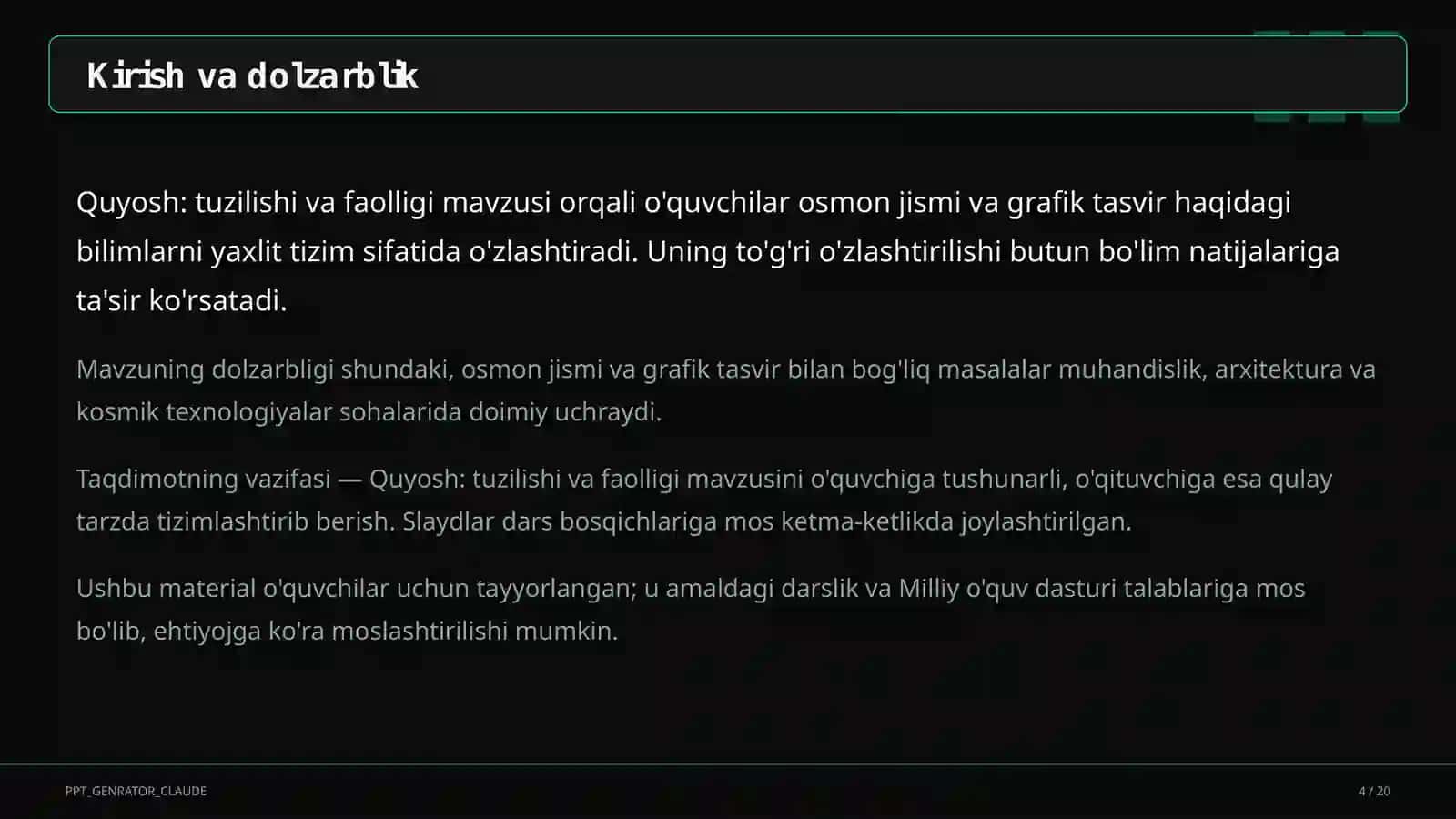 Quyosh: tuzilishi va faolligi (11-sinf) 4