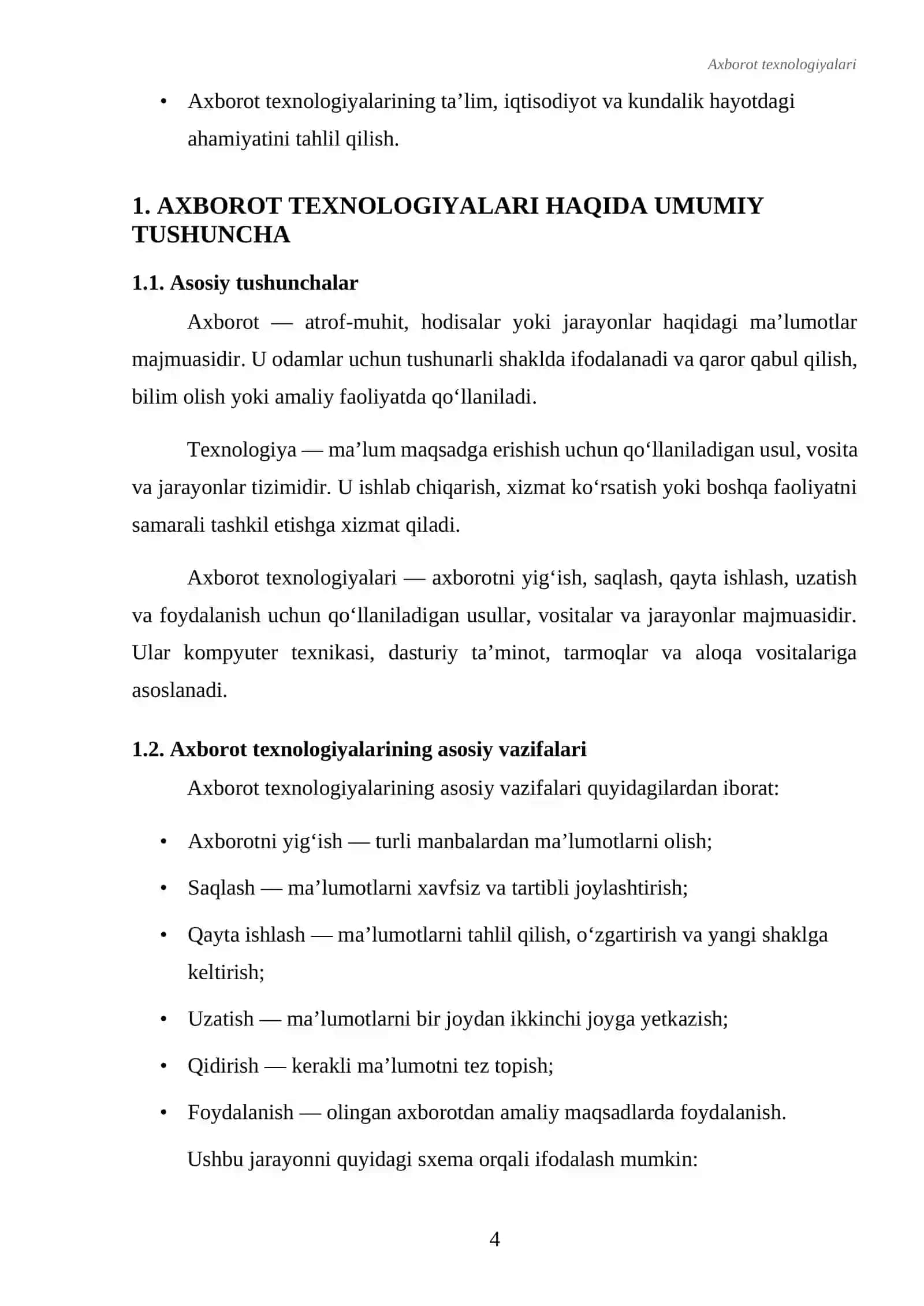 AXBOROT TEXNOLOGIYALARI VA ULARNING ZAMONAVIY JAMIYATDAGI O‘RNI 4