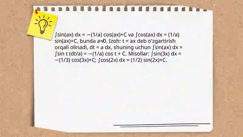 Trigonametrik funksiyaning integrallash 4