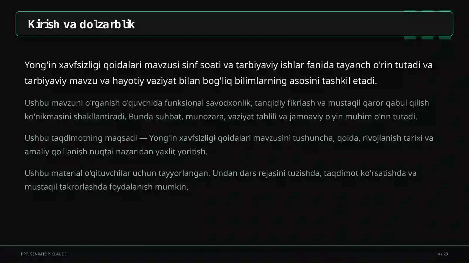 Yong'in xavfsizligi qoidalari 4