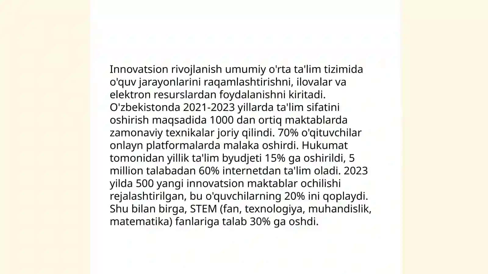 O'zbekistonda ta'lim tizimini rivojlantirish strategiyasi 4