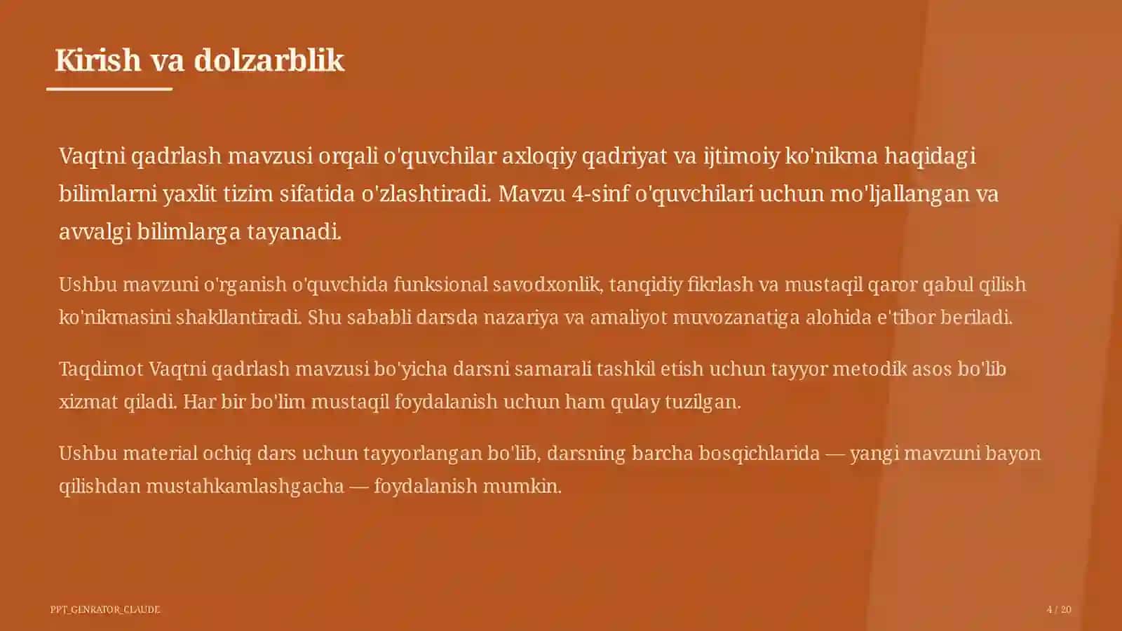 Vaqtni qadrlash (4-sinf) 4