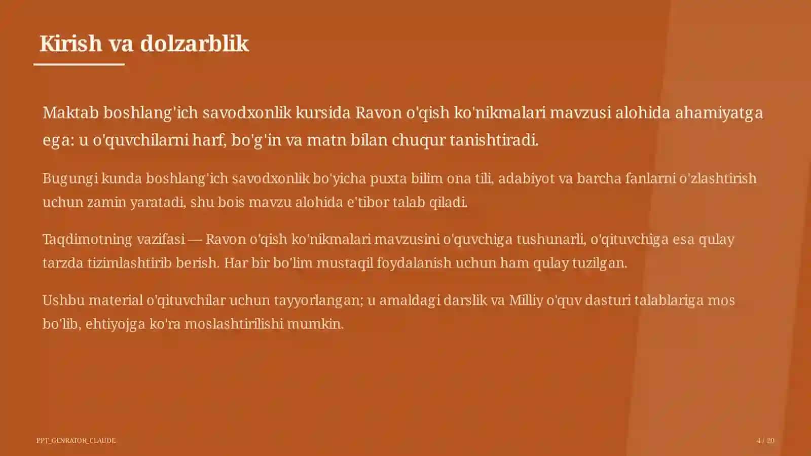 Ravon o'qish ko'nikmalari (1-sinf) 4