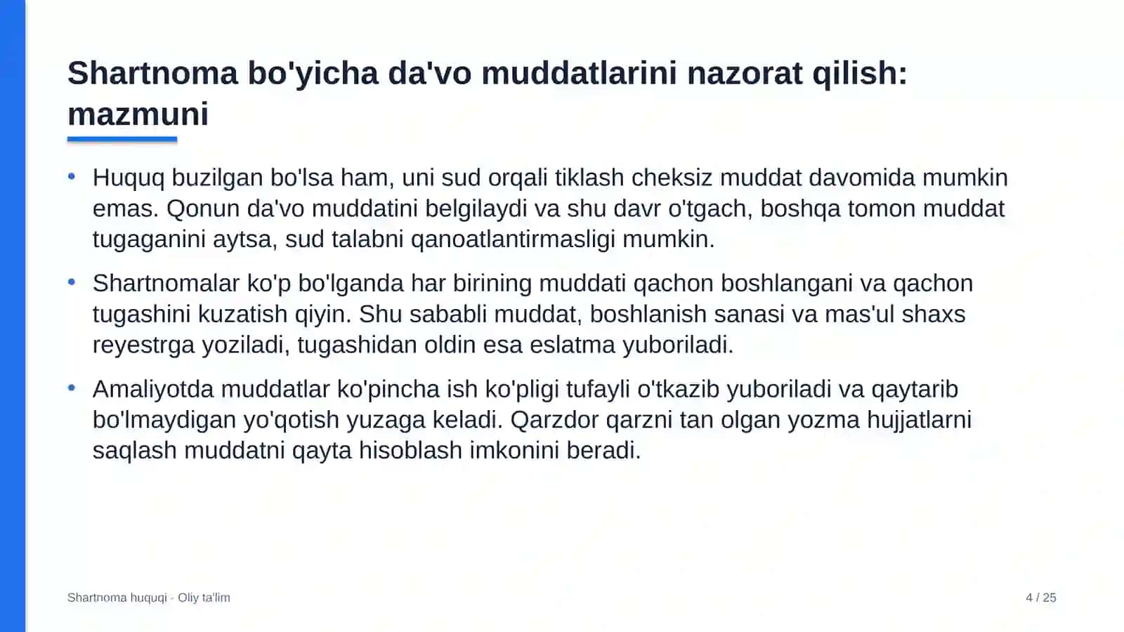 oziq ovqat sanoatida shartnoma bo'yicha da'vo muddatlarini nazorat qilish 2089 4