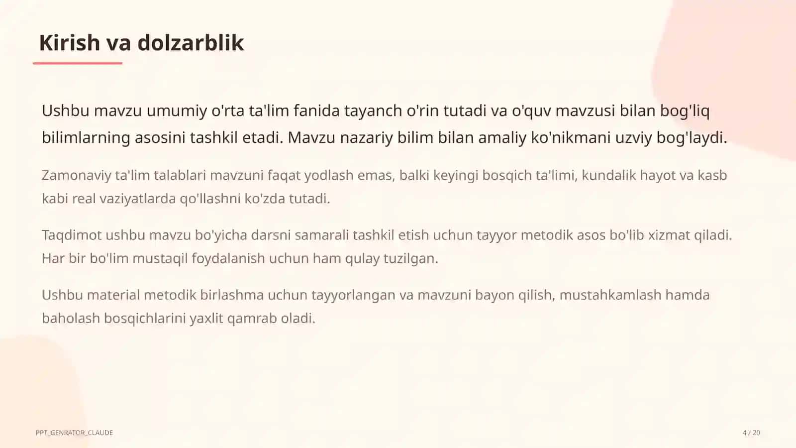 Maktab sun'iy intellekt yordamchisi va dars konstruktori: o'qituvchi vaqtini tejash 4