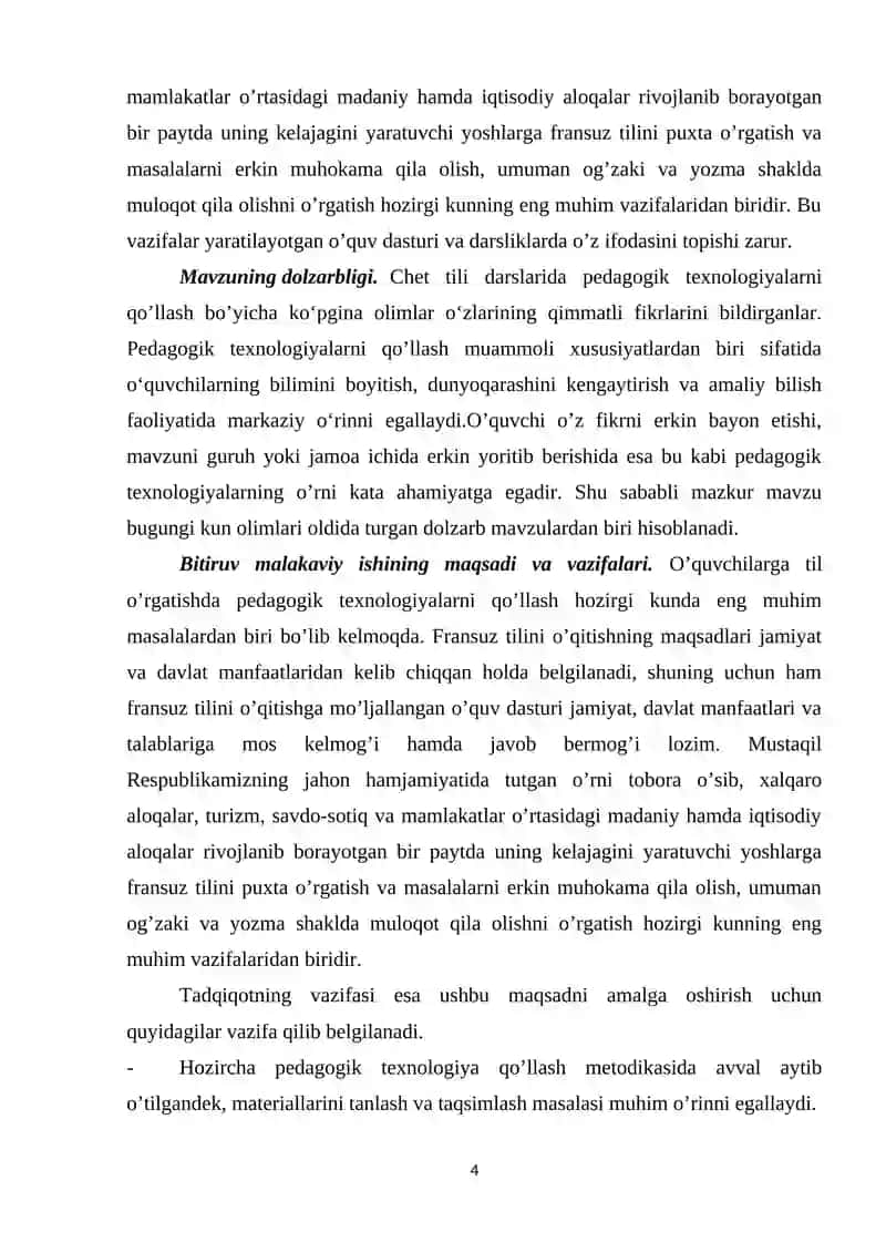 Chet tili o’qitishda pedagogik texnologiyalardan foydalanish 4
