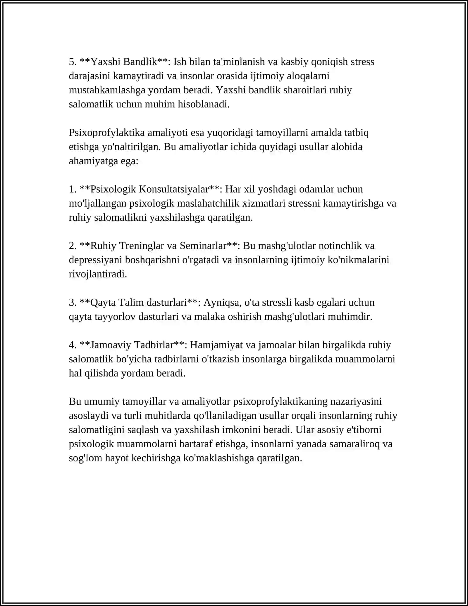 PSIXOPROFILAKTIKA MAVZUSIDA MUSTAQIL ISH 4