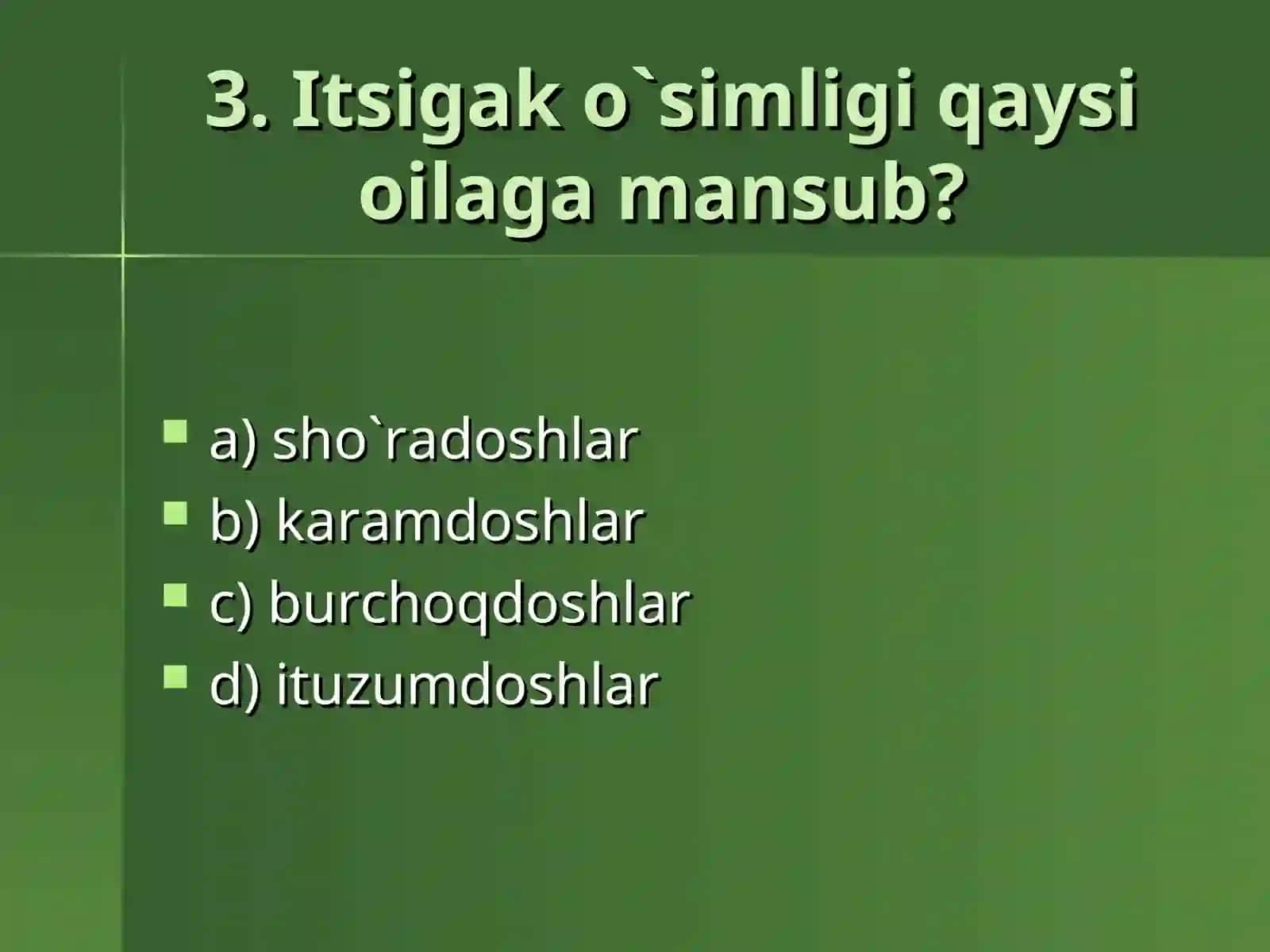 RA`NODOSH, KARAMDOSH, YO`SIN, GULXARI, BURCHOQDOSH OILALARI 4