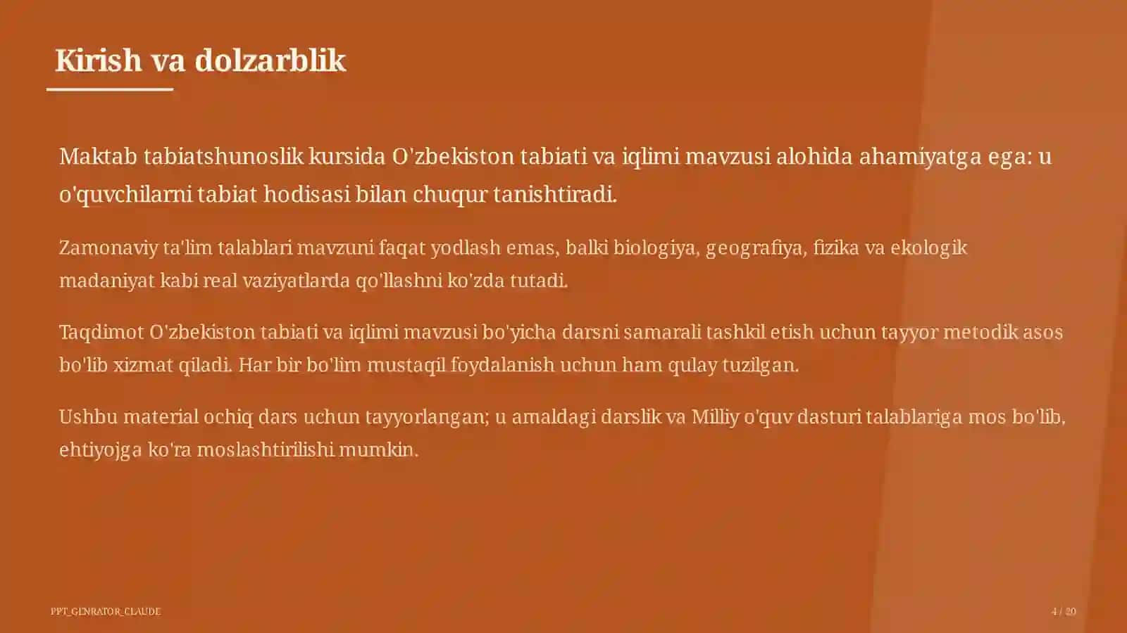 O'zbekiston tabiati va iqlimi (4-sinf) 4