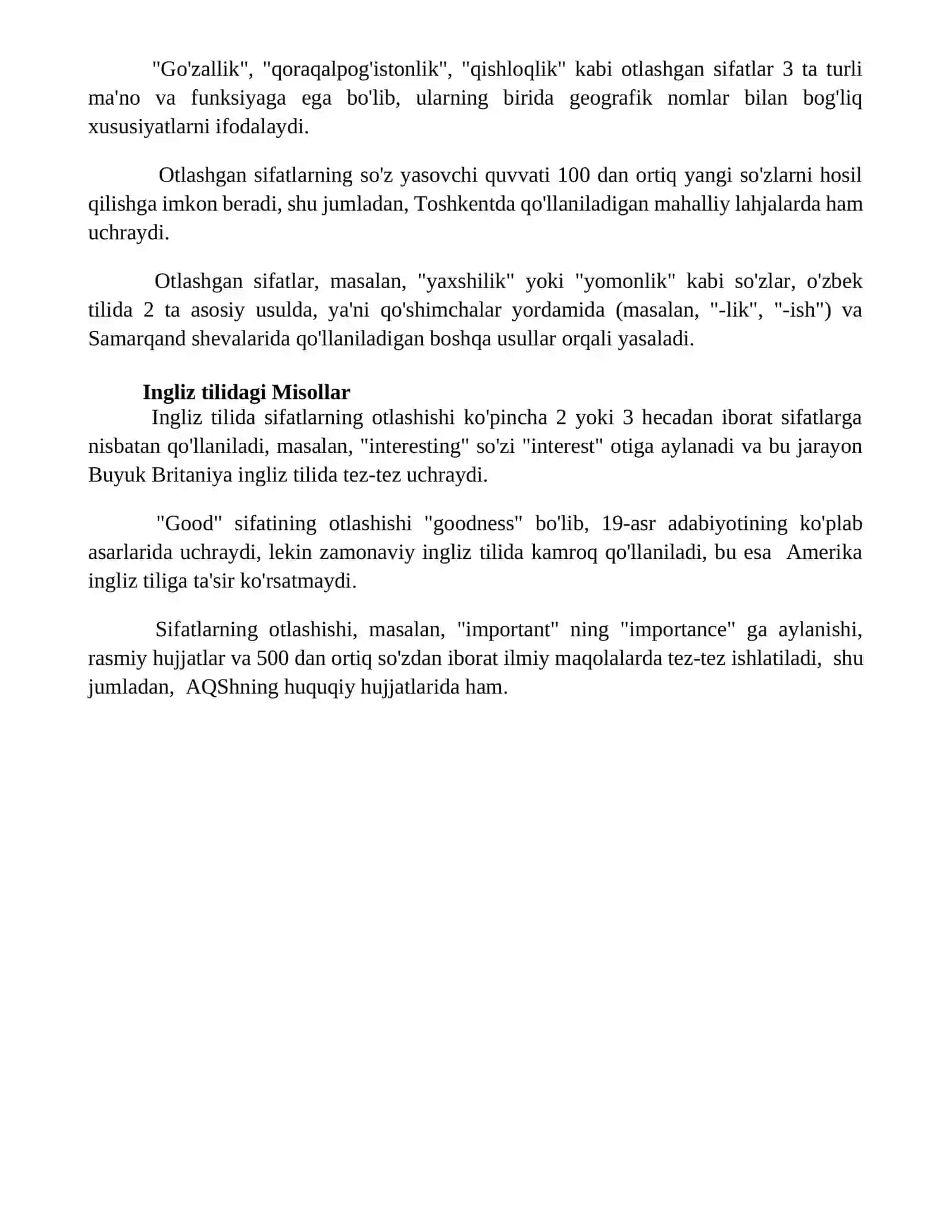 Sifatlarning otlashishi 4