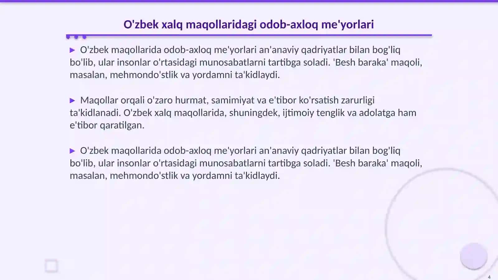 Oʻzbek xalq maqollarida nutq odobining aks etishi 4