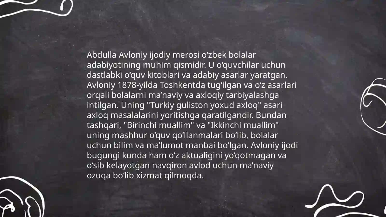 Abdulla Avloniy bollar adabiyotiga qo`shgan hissasi 4