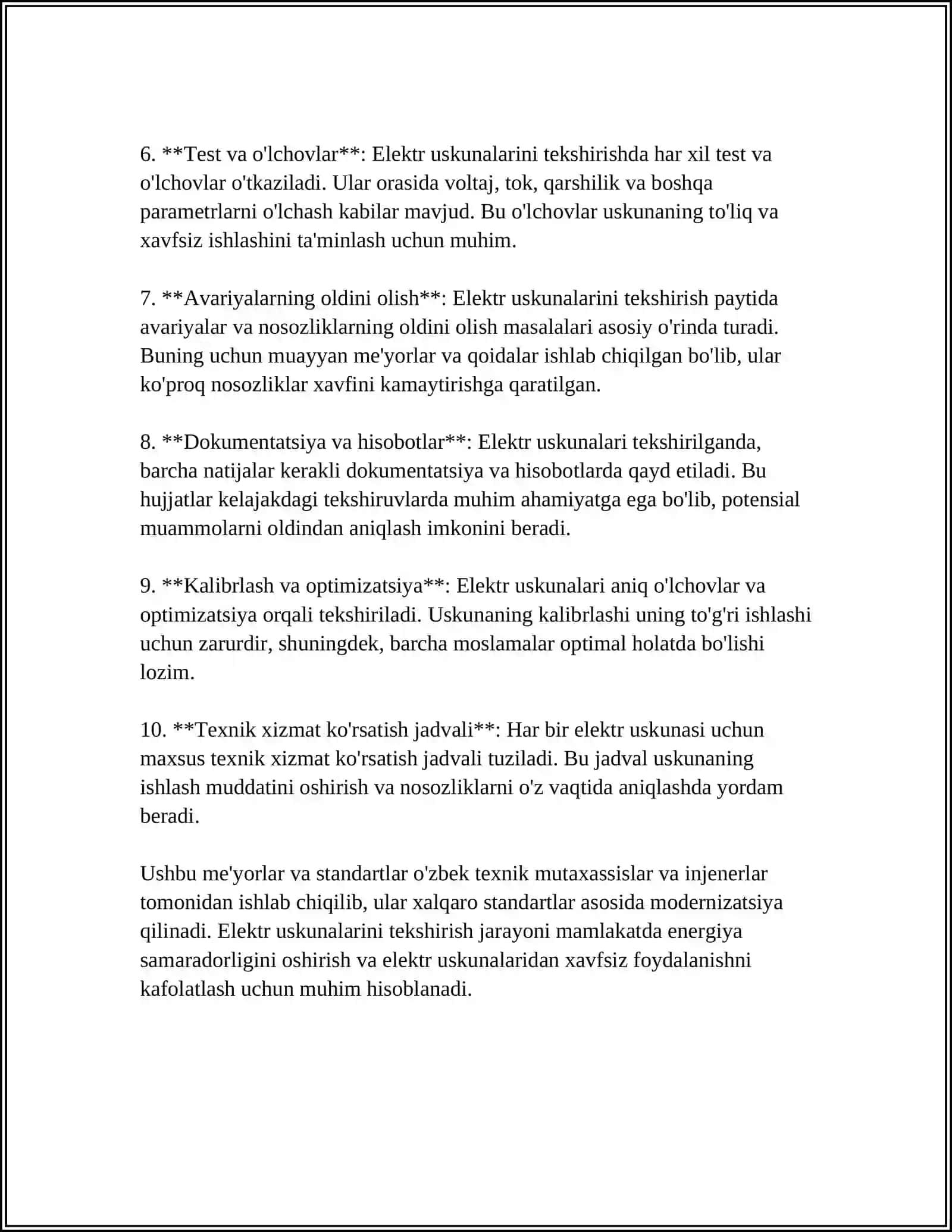 ELEKTR USKUNALARINI SINASH MEʼYORLARI QOIDASIDA FOYDALANILADIGAN TUSHUNCHALAR 4