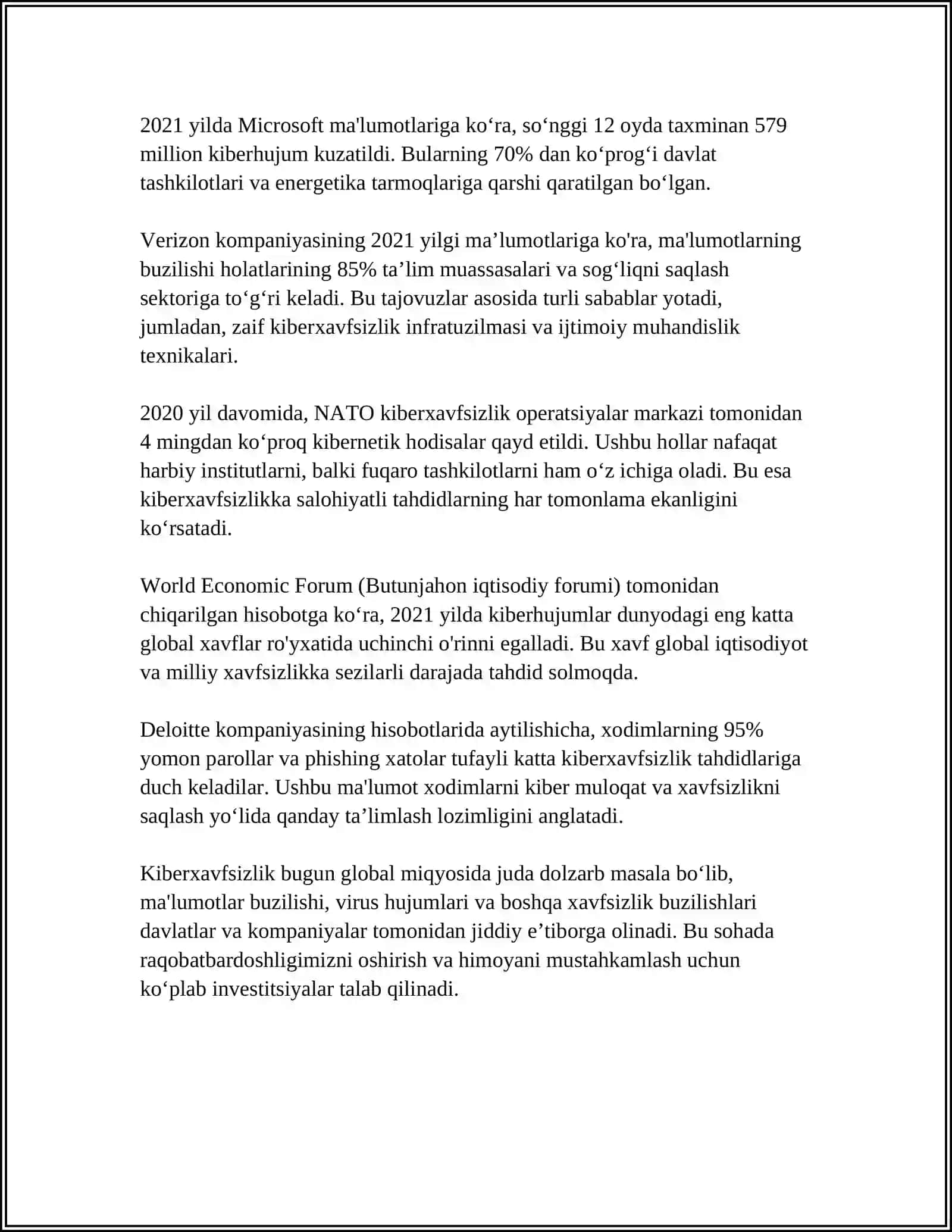XAVFSIZLIK TAHDIDLARI VA ULARGA QARSHI KURASHISH USULLARI 4