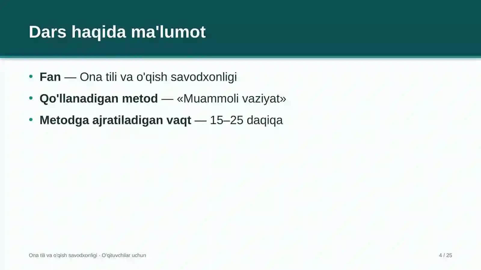 ona tili va o'qish savodxonligi darslarida muammoli vaziyat metodidan foydalanish 9979 4