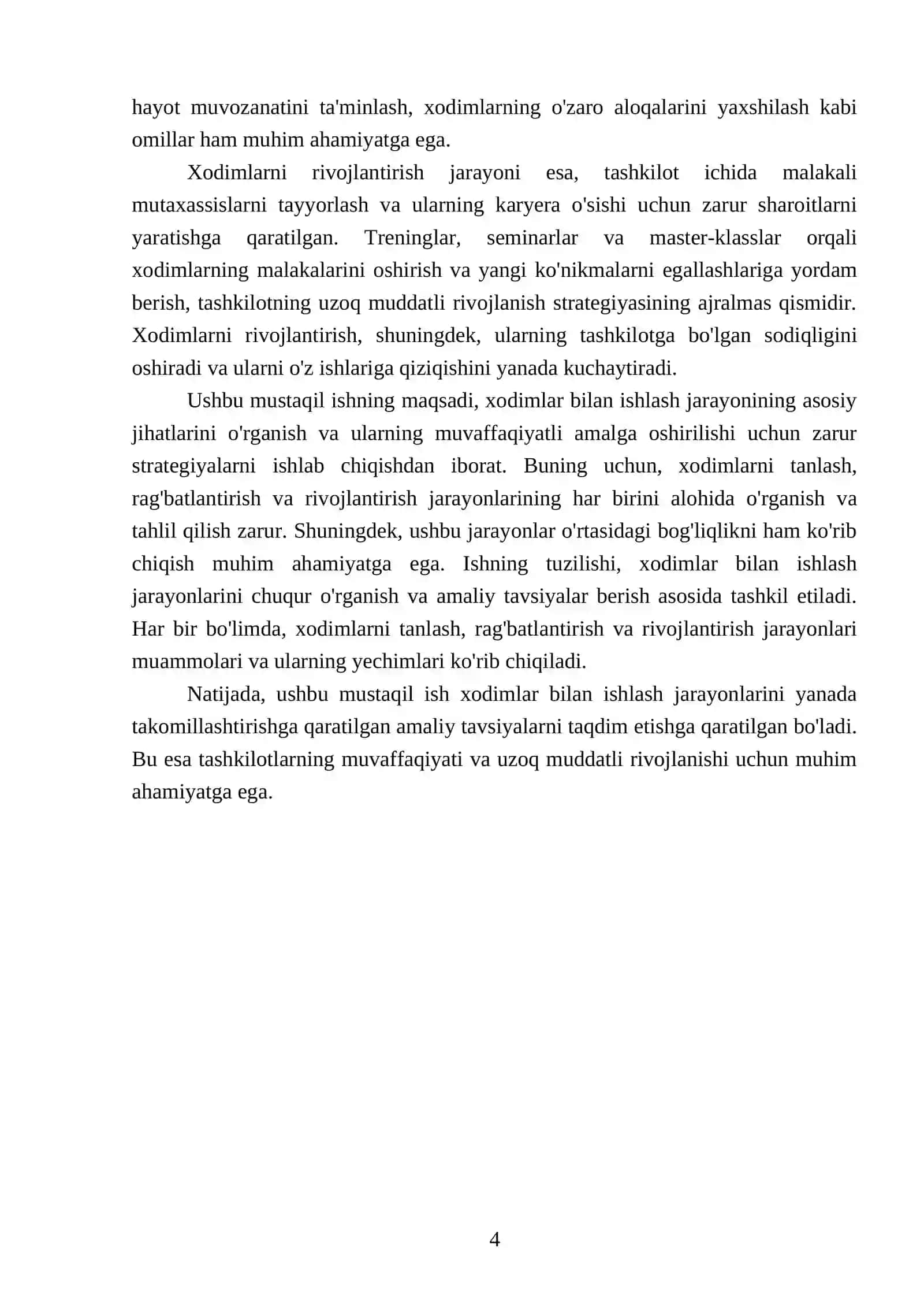 Xodimlar bilan ishlash: tanlash, rag'batlantirish, rivojlantirish 4