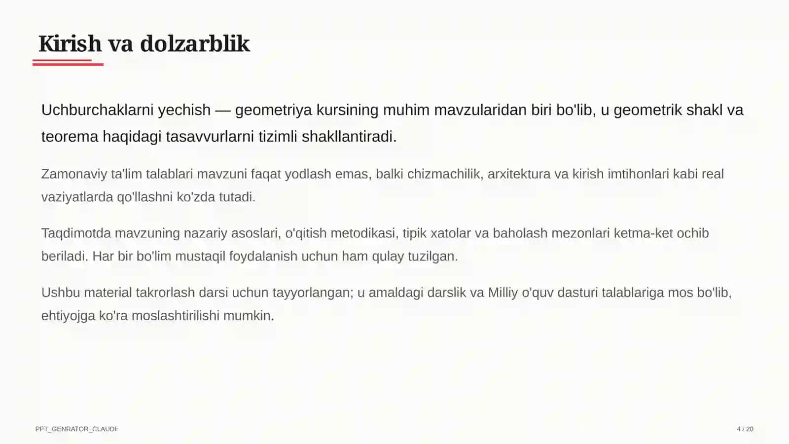 Uchburchaklarni yechish (9-sinf) 4