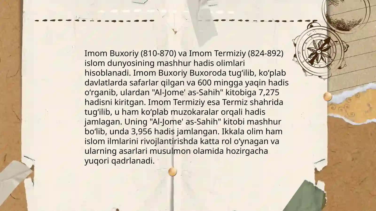 Imom Buxoriy va Imom Termiziyning hadisilmiga qo‘shgan hissalarini qiysiy tahlili 4