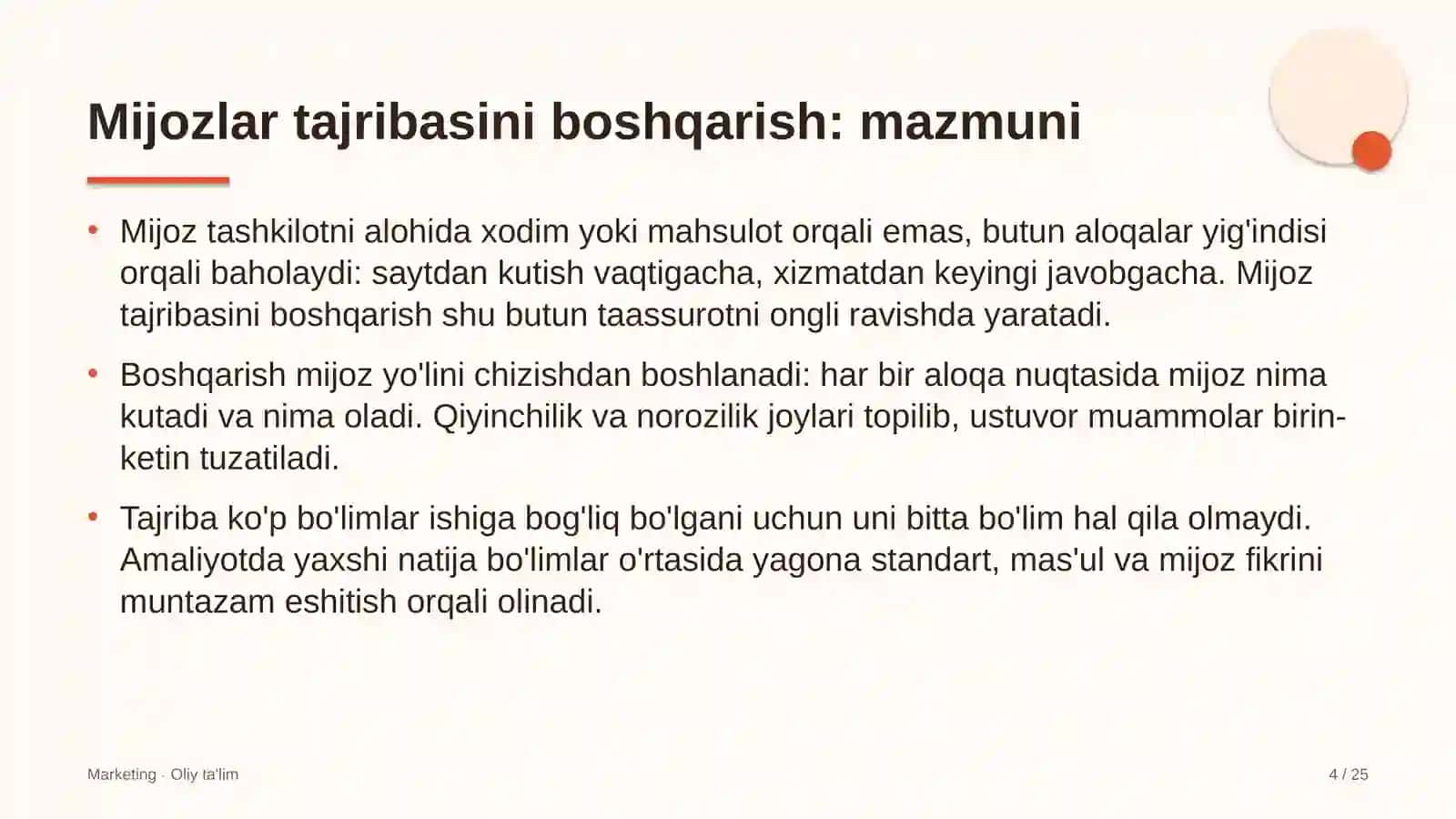 Ko'ngilochar markazlarda mijozlar tajribasini boshqarish 4
