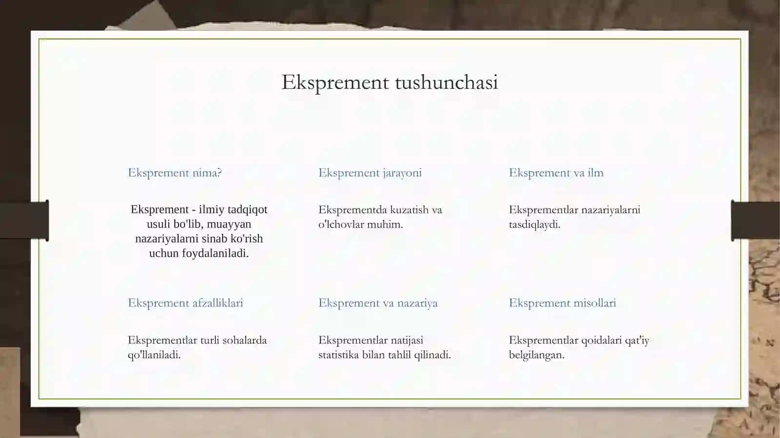 EKSPREMENT TUSHUNCHASI, BOSQICHLARI VA ULARNI REJALASHTIRISH 4