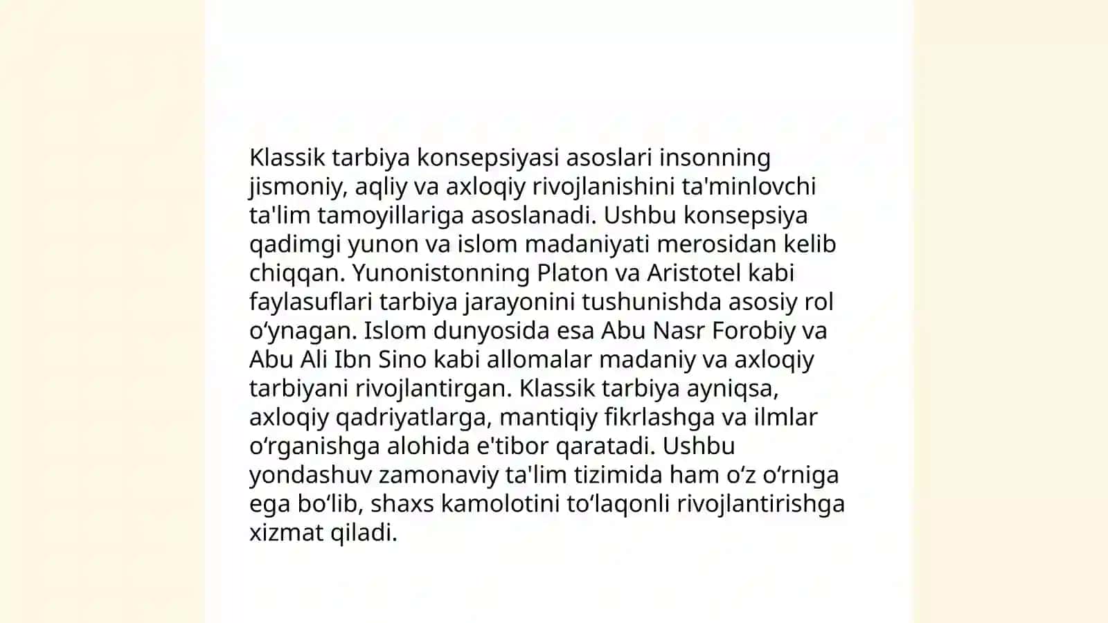 Tarbiyaning klassik, progressiv va zamonaviy konsepsiyalari va ularning ilmiy - pedagogik tahlil etish 4