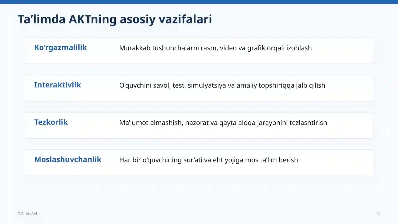 Ta’limda axborot texnologiyalaridan foydalanish 4