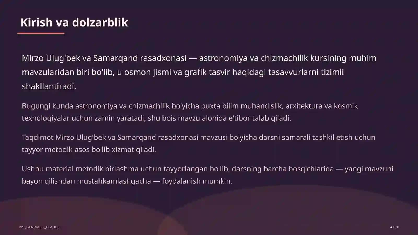 Mirzo Ulug'bek va Samarqand rasadxonasi (10-sinf) 4