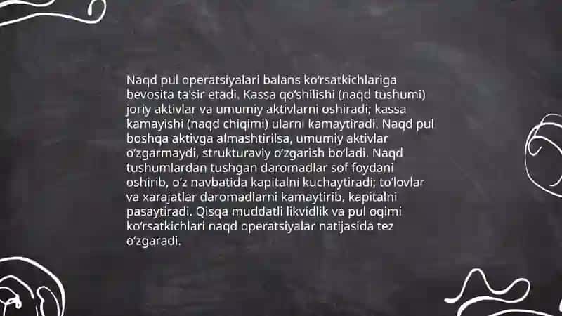 Xoʻjalik muomalalarining balansga tasiri 4