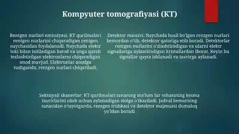 Tibbiy Tomografiya Apparatlarining Ishlash Prinsiplari 4