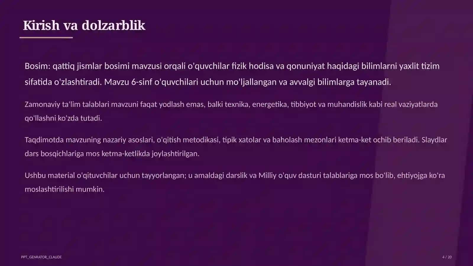 Bosim: qattiq jismlar bosimi (6-sinf) 4