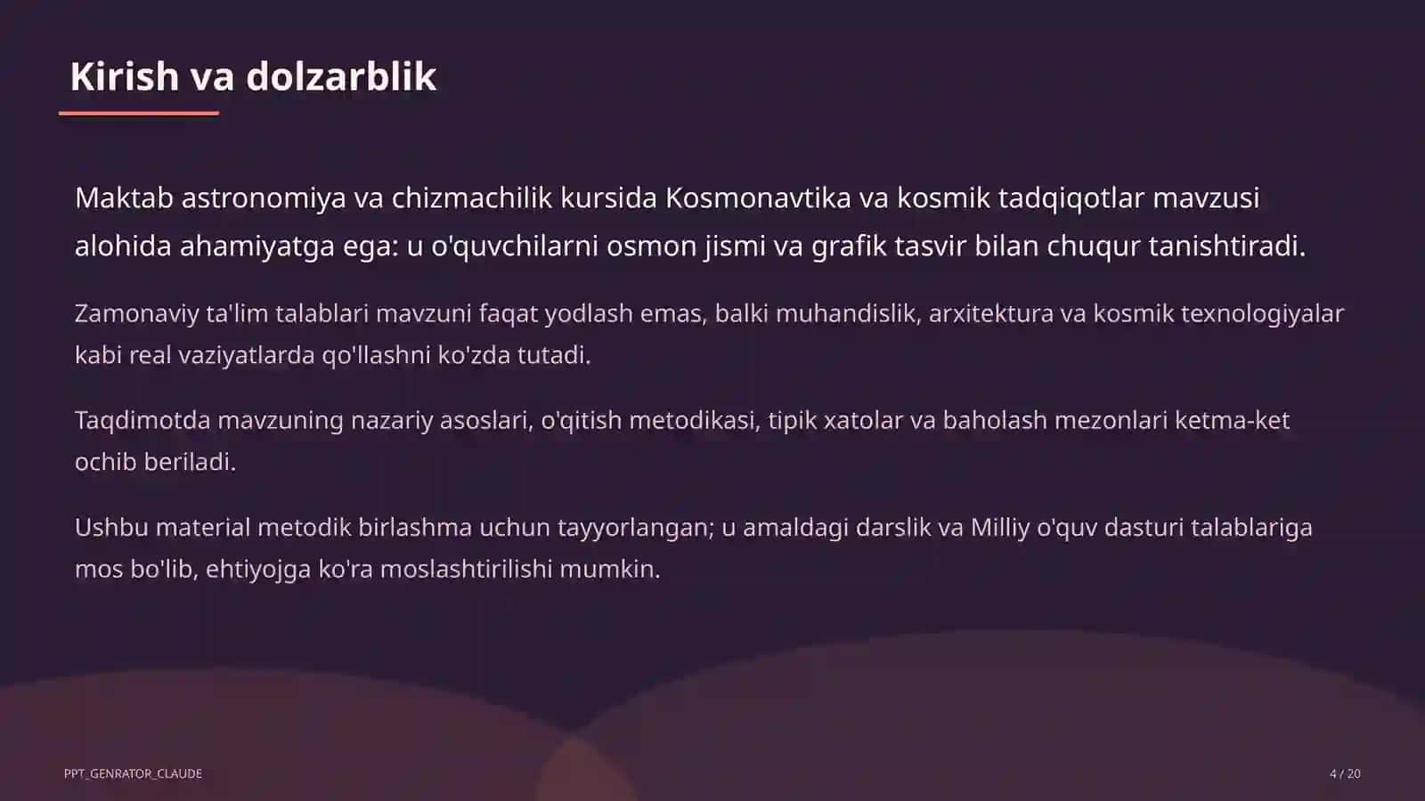 Kosmonavtika va kosmik tadqiqotlar (11-sinf) 4