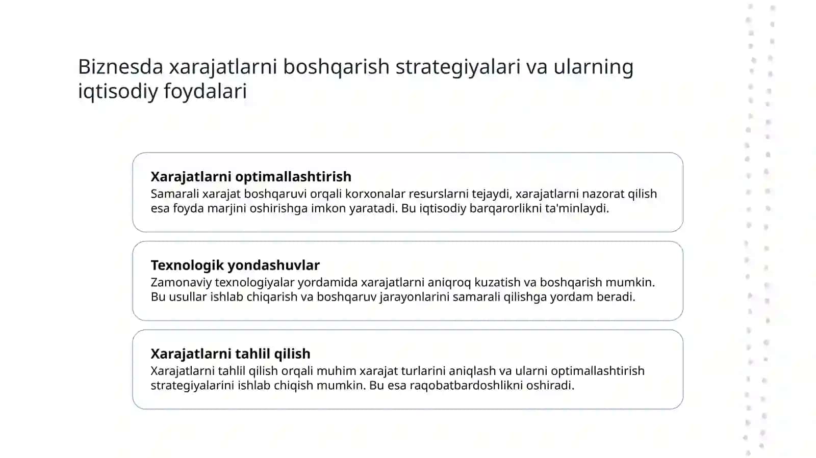 Korhona harajatlari va uning foidasi 4