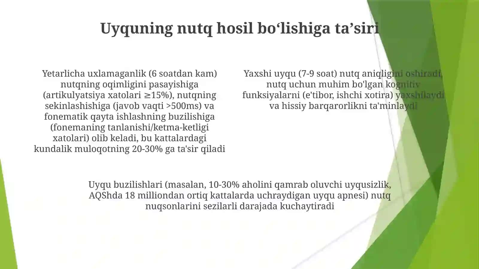 Xotira, uyqu, hissiyotlar, nutq fiziologiyasi 4