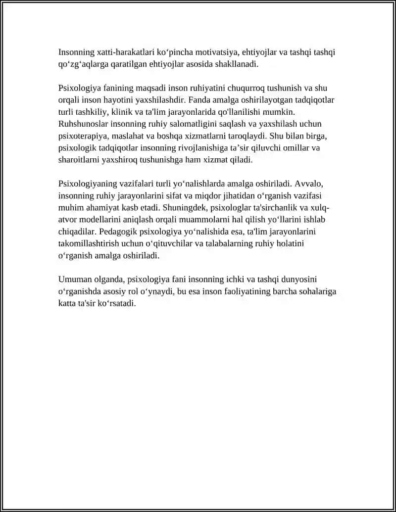 PSIXOLOGIYA FANINING PREDMETI,MAQSADI VA VAZIFALARI 4