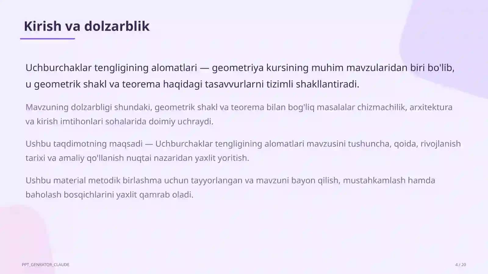 Uchburchaklar tengligining alomatlari (7-sinf) 4